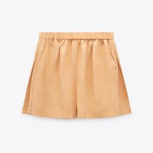 ZARA PLEATED LINEN BLEND SHORTS